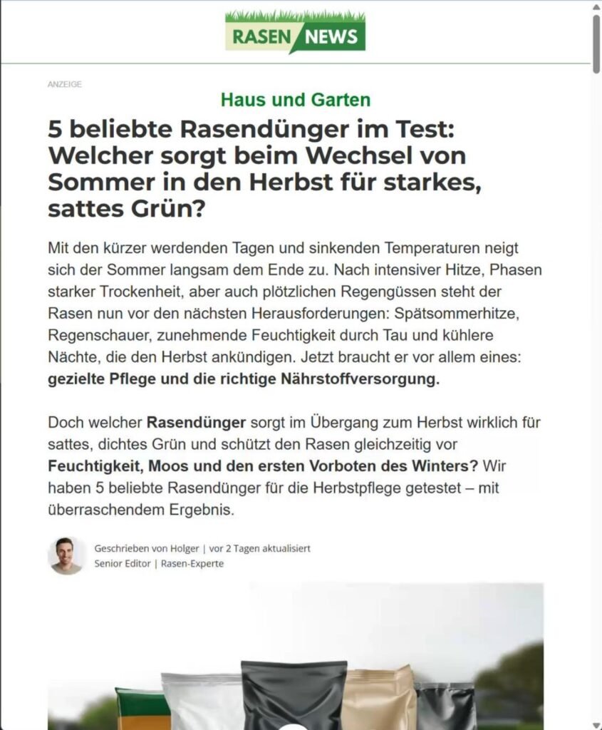 Beispiel einer Advertorial-Landingpage im Demand-Gen-Funnel